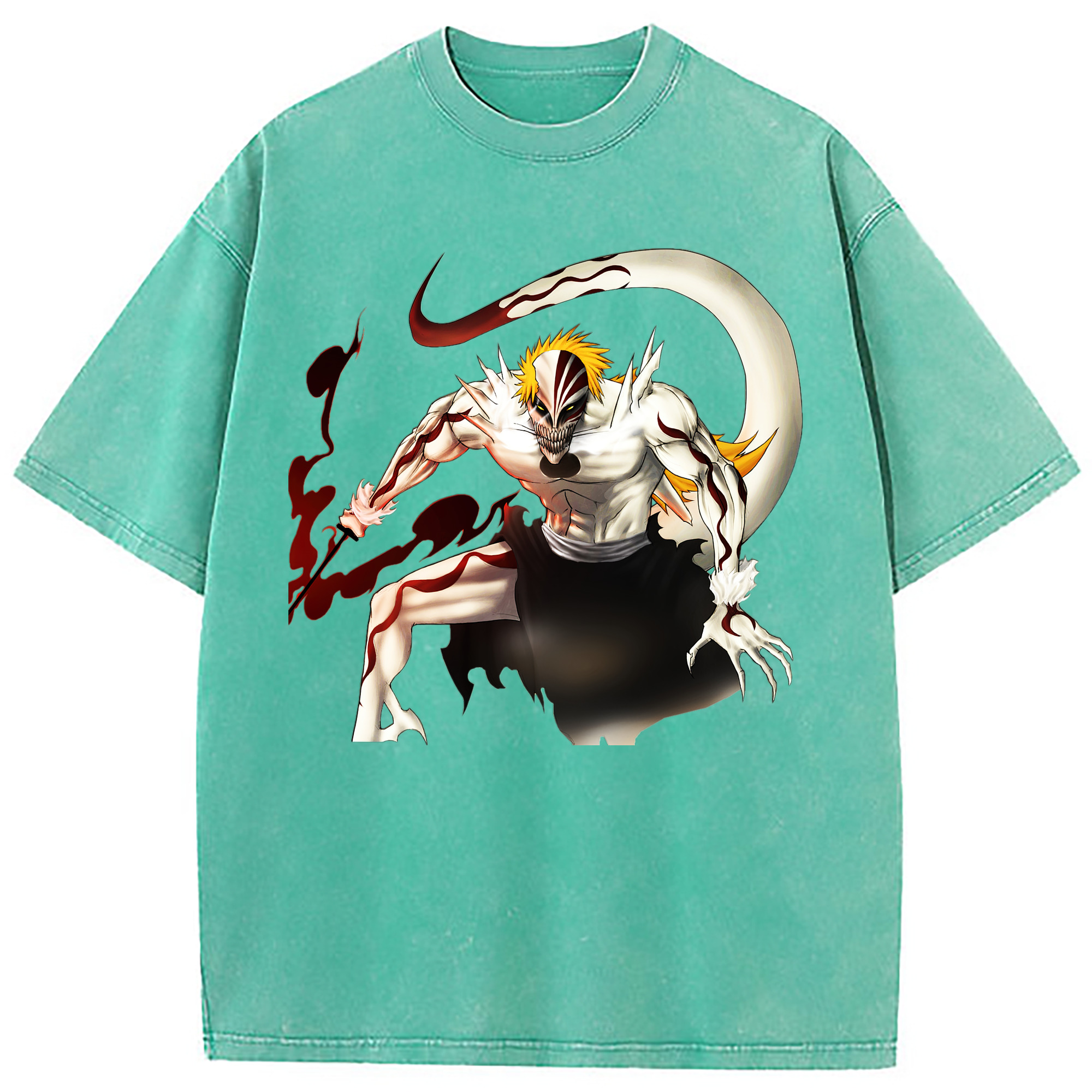 （画像用） ブリーチ 黒崎一護（くろさき いちご）BLEACH Kurosaki Ichigo 綿100% ヴィンテージ風 半袖Tシャツ（フロントプリント）